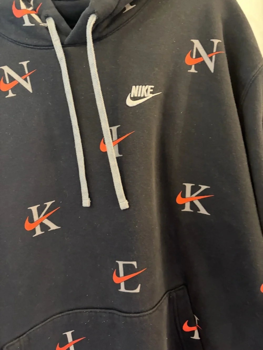 Nike Black Hoodie with Red Accent Swooshes - Men's Pullover